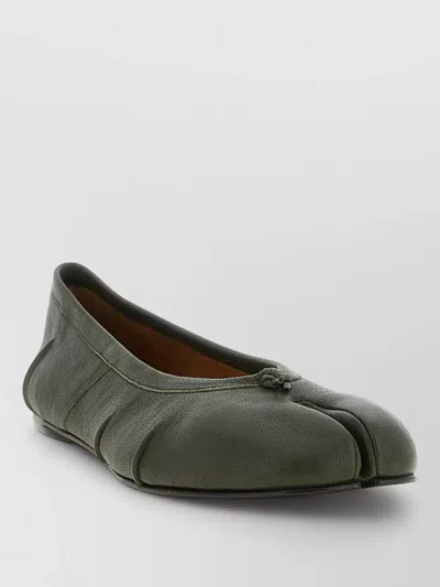 Maison Margiela Leather Ballerina Flats In Green