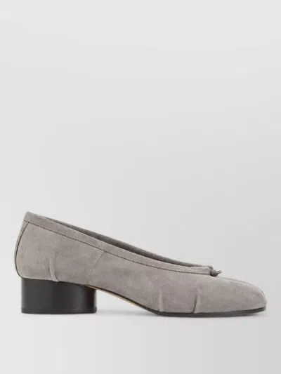 Maison Margiela Leather Ballerina Pumps In Gray