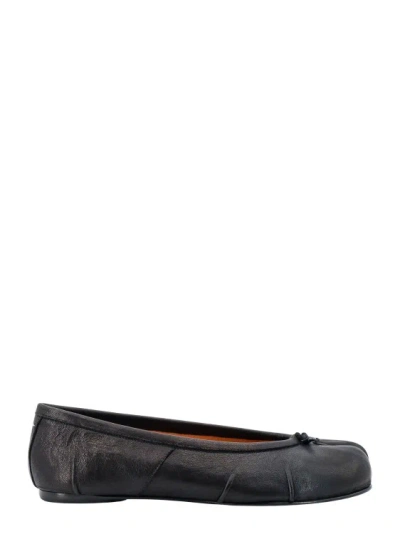 Maison Margiela Leather Ballerinas With Lateral Pleats In Black