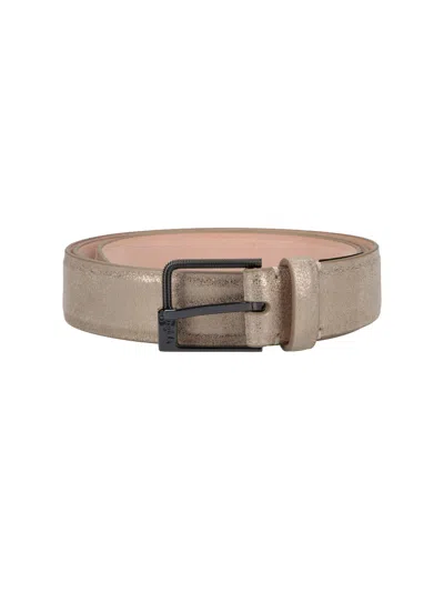 Maison Margiela Cream Belt With Minimalist Design And Classic Buckle In Gray