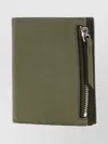 Maison Margiela Leather Bi-fold Wallet Textured Finish In Green