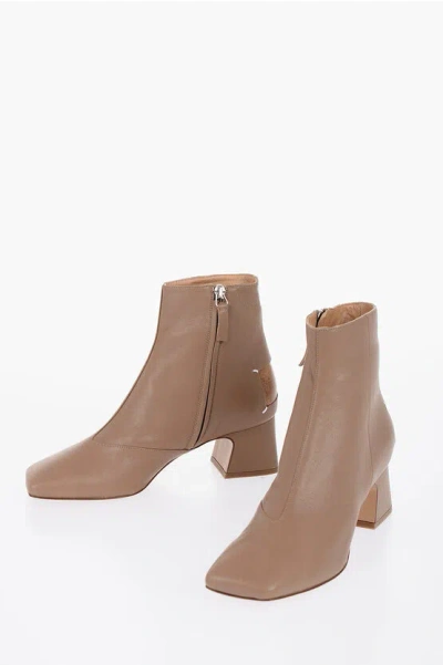 Maison Margiela Leather Booties With Cut-out Detail Heel 6 Cm In Multi