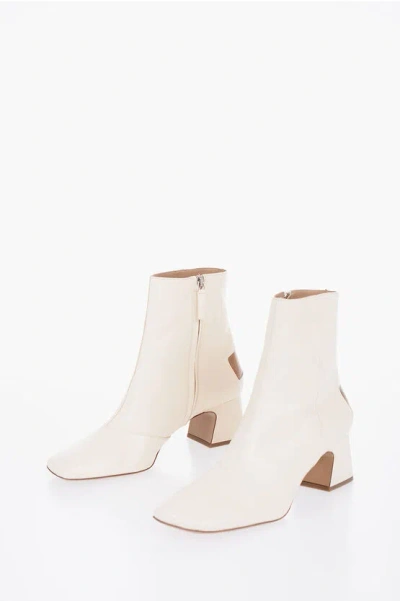 MAISON MARGIELA LEATHER BOOTIES WITH CUT-OUT DETAIL HEEL 6 CM