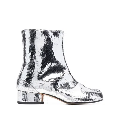 Maison Margiela Leather Boots In Silver