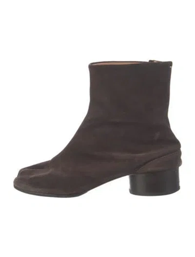 Pre-owned Maison Margiela Leather Boots In Burgundy
