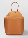 Maison Margiela Leather Bucket Bag With Adjustable Strap And Metal Chain Detail In Orange