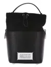 Maison Margiela Leather Bucket Bag With Drawstring Closure In Black