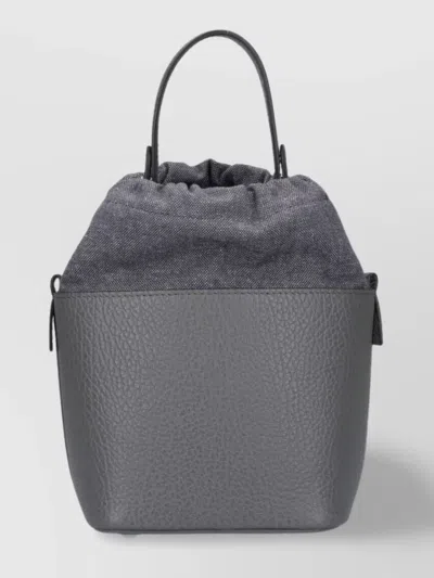 Maison Margiela Leather Bucket Bag With Top Handle And Adjustable Strap