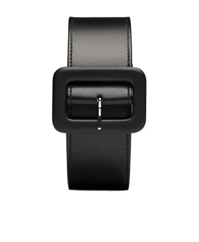 Maison Margiela Leather Buckle Fastening Belt In Black