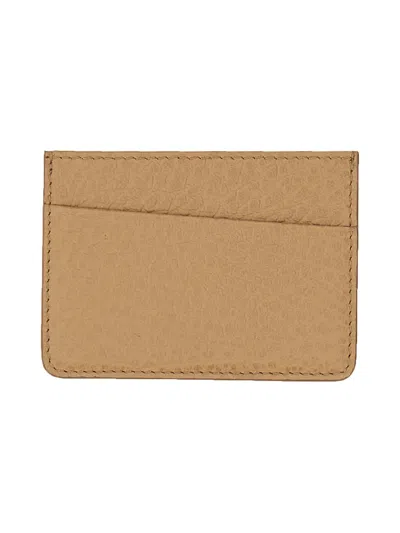 Maison Margiela Leather Card Holder In Beige