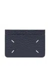 Maison Margiela Leather Card Holder In Blue