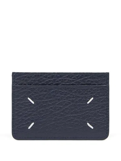 Maison Margiela Leather Card Holder In Blue
