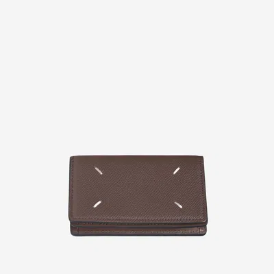 Maison Margiela Leather Card Holder In Brown