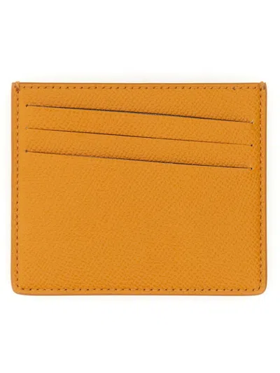 Maison Margiela Leather Card Holder In Buff