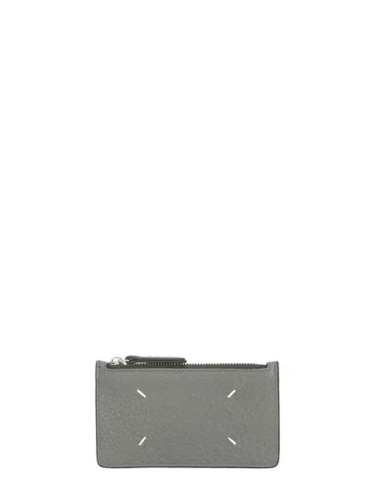 Maison Margiela Leather Card Holder In Gray