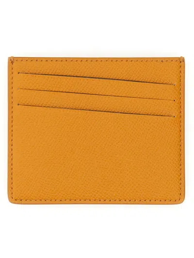 Maison Margiela Leather Card Holder Unisex In Buff