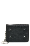 Maison Margiela Leather Card Holder With Key Ring In Black