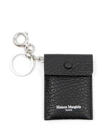 Maison Margiela Leather Cardholder-keyring In Black
