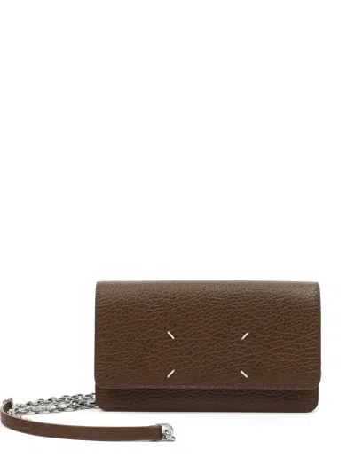Maison Margiela Leather Chain Wallet In Brown
