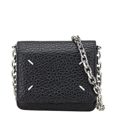 Pre-owned Maison Margiela Leather Chain/shoulder Wallet () In Black