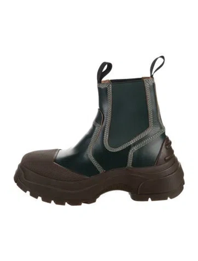 Pre-owned Maison Margiela Leather Chelsea Boots In Brown/green