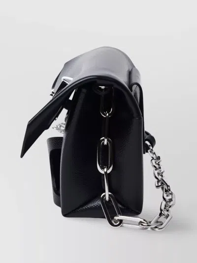 Maison Margiela Leather Clutch Bag Chain Strap In Black