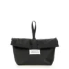 Maison Margiela Rectangular Leather Clutch Loop Handle In Black