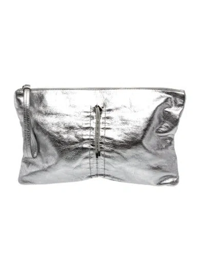 Pre-owned Maison Margiela Leather Clutch In Gray