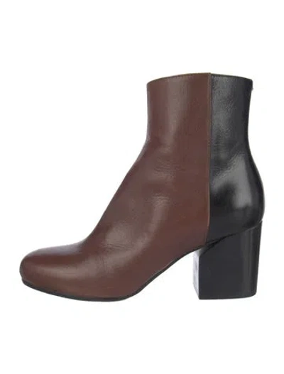 Pre-owned Maison Margiela Leather Colorblock Pattern Boots In Brown