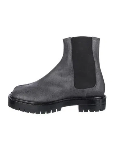 Pre-owned Maison Margiela Leather Colorblock Pattern Chelsea Boots In Black