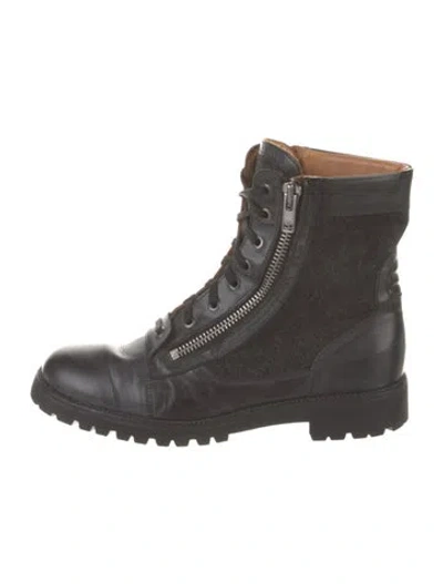 Pre-owned Maison Margiela Leather Combat Boots In Black