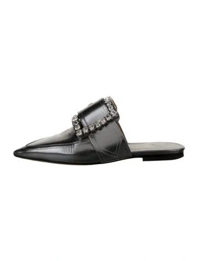 Pre-owned Maison Margiela Leather Crystal Embellishments Mules In Silver