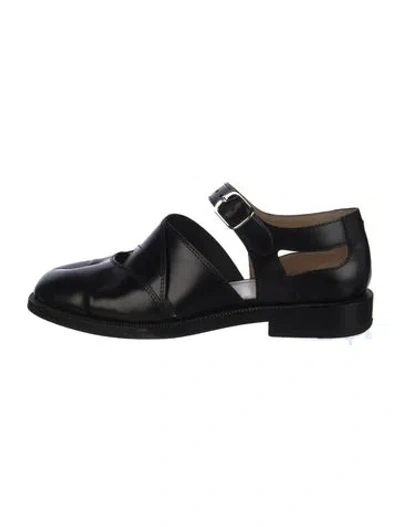 Pre-owned Maison Margiela Leather Cutout Accent Oxfords In Black