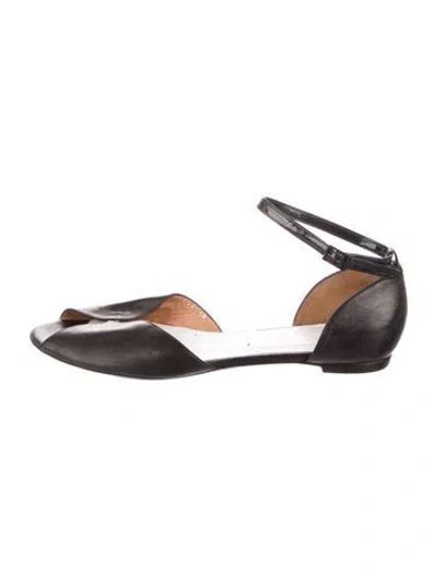 Pre-owned Maison Margiela Leather D'orsay Flats In Black