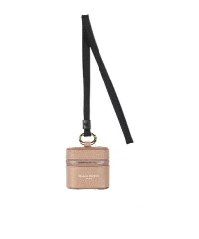 Maison Margiela Leather Earphone Case In Pink