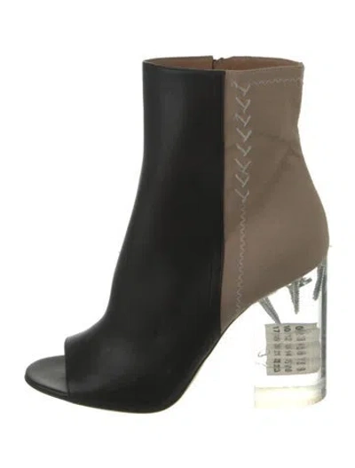 Pre-owned Maison Margiela Leather Embroidered Accent Boots In Black