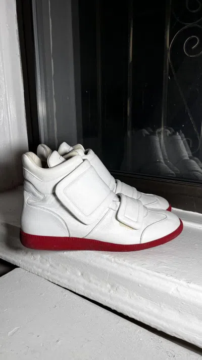 Pre-owned Maison Margiela Leather Gat Strap White Red Bottom Shoes