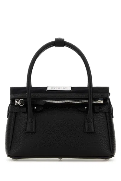 Maison Margiela Leather Handbag With Silver-tone Hardware In Black