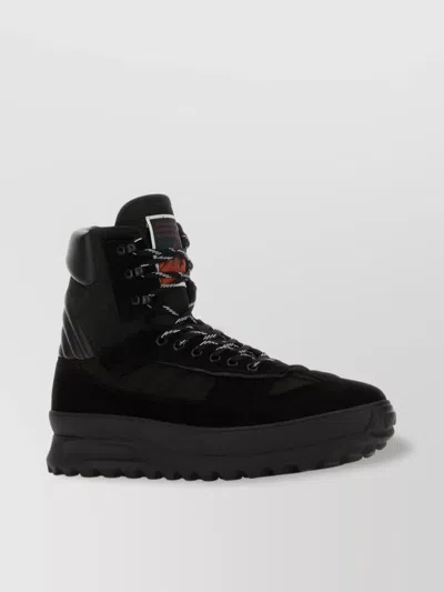 Maison Margiela Leather High-top Sneakers Rugged Sole In Black
