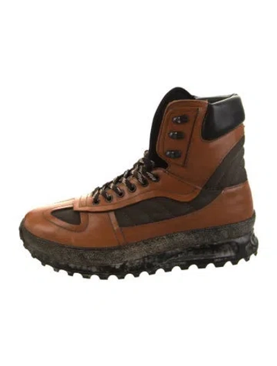 Pre-owned Maison Margiela Leather Hiking Boots In Brown