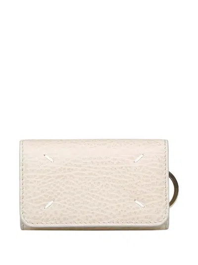 Maison Margiela Leather Keyring Case In Neutral