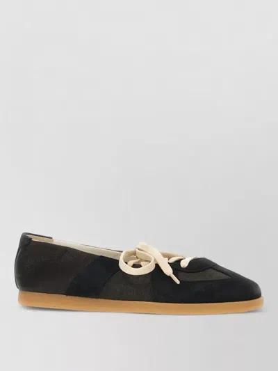 Maison Margiela Leather Lace Up Ballerinas Round Toe Rubber In Multi
