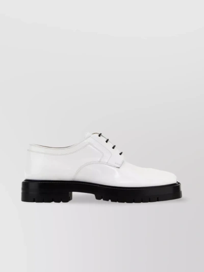 Maison Margiela Leather Lace-up Shoes With Thick Sole And Round Toe In White
