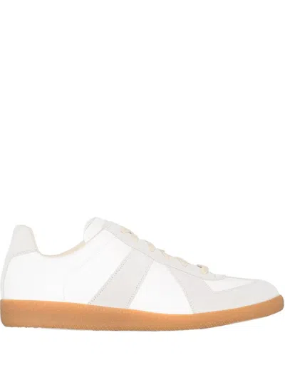 Maison Margiela Leather Lace-up Sneakers In Gray