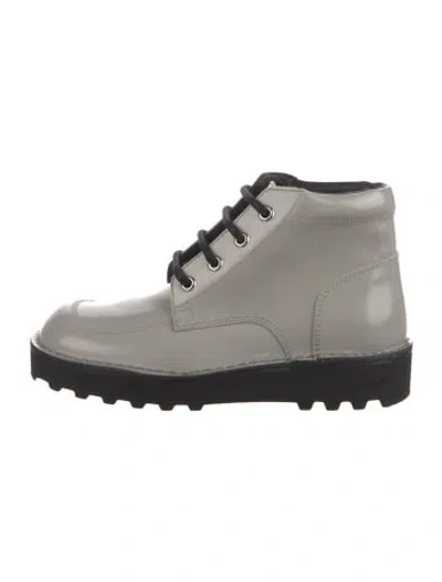 Pre-owned Maison Margiela Leather Lace-up Boots In Gray