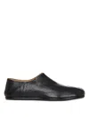 Maison Margiela Beige Leather Slip-on With Tabi Cut And Leather Sole For Men In Negro