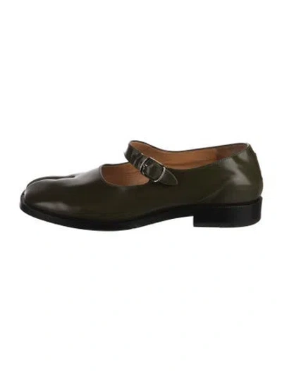 Pre-owned Maison Margiela Leather Mary Jane Flats In Green