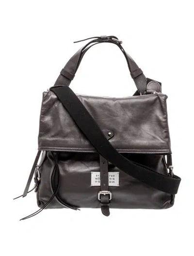 Pre-owned Maison Margiela Leather Messenger Bag In Black