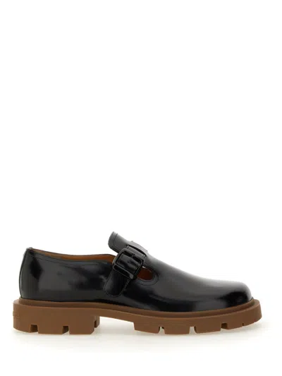 Maison Margiela Leather Monk Loafers For Men In Black