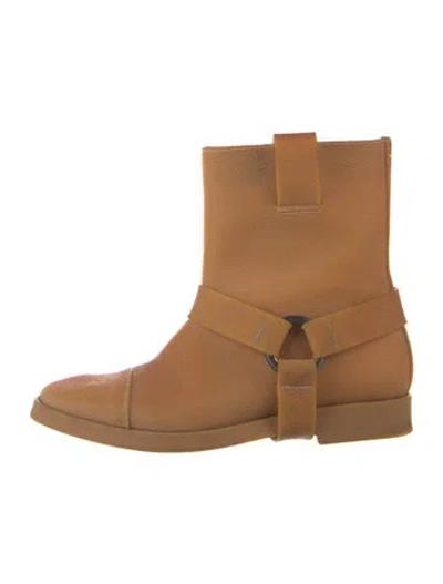 Pre-owned Maison Margiela Leather Moto Boots In Brown